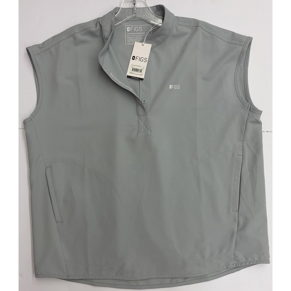 NWT Figs Technical Collection Gray Cap Sleeve Scrub Top Shirt Womens Small NEW